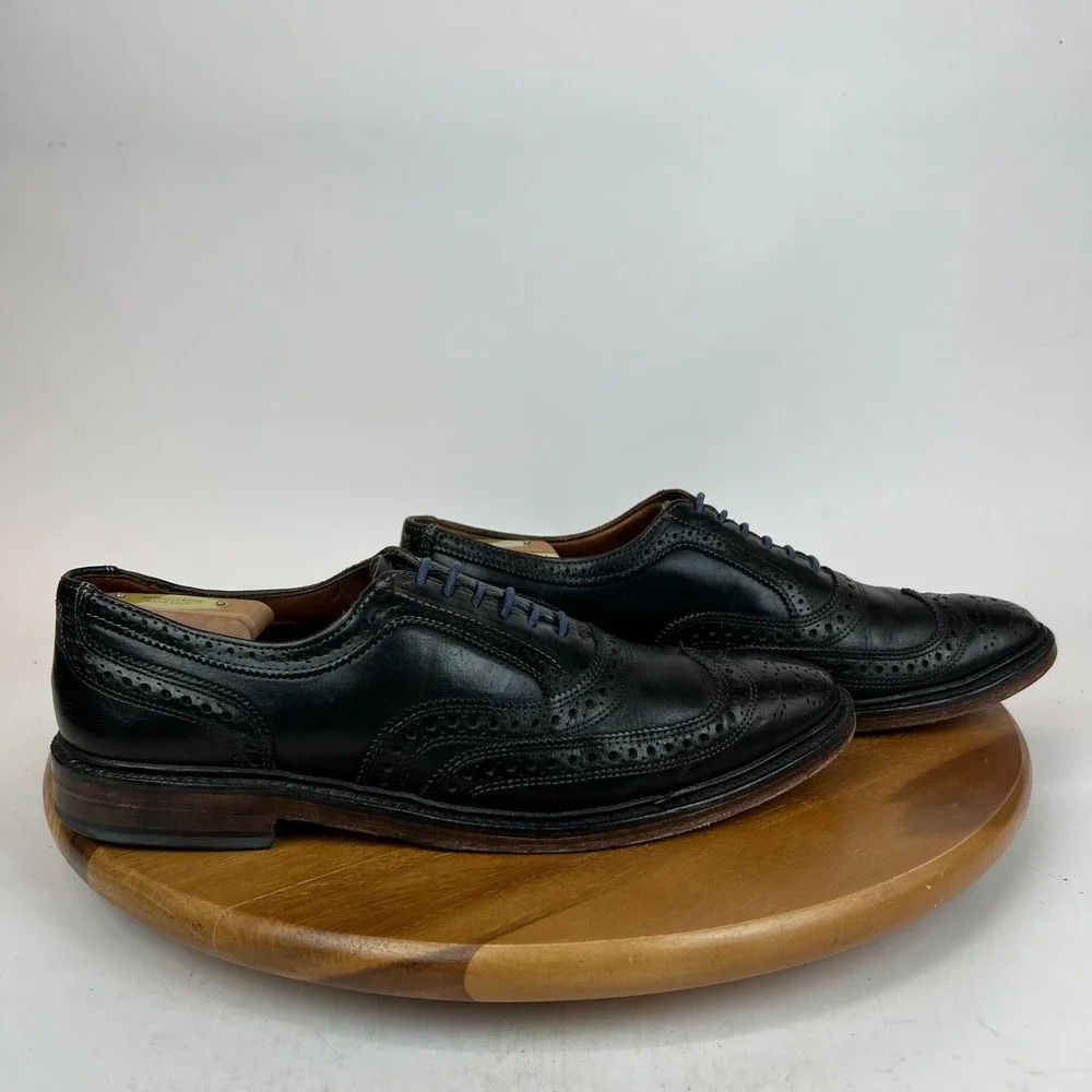 Mens Allen Edmonds McTavish Black Leather Wingtip Brogue Dress Shoes Size 10.5 B